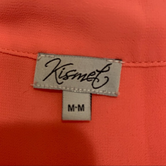 Kismet Size Medium Petite Salmon Coloured Sheer Blouse - Picture 11 of 12